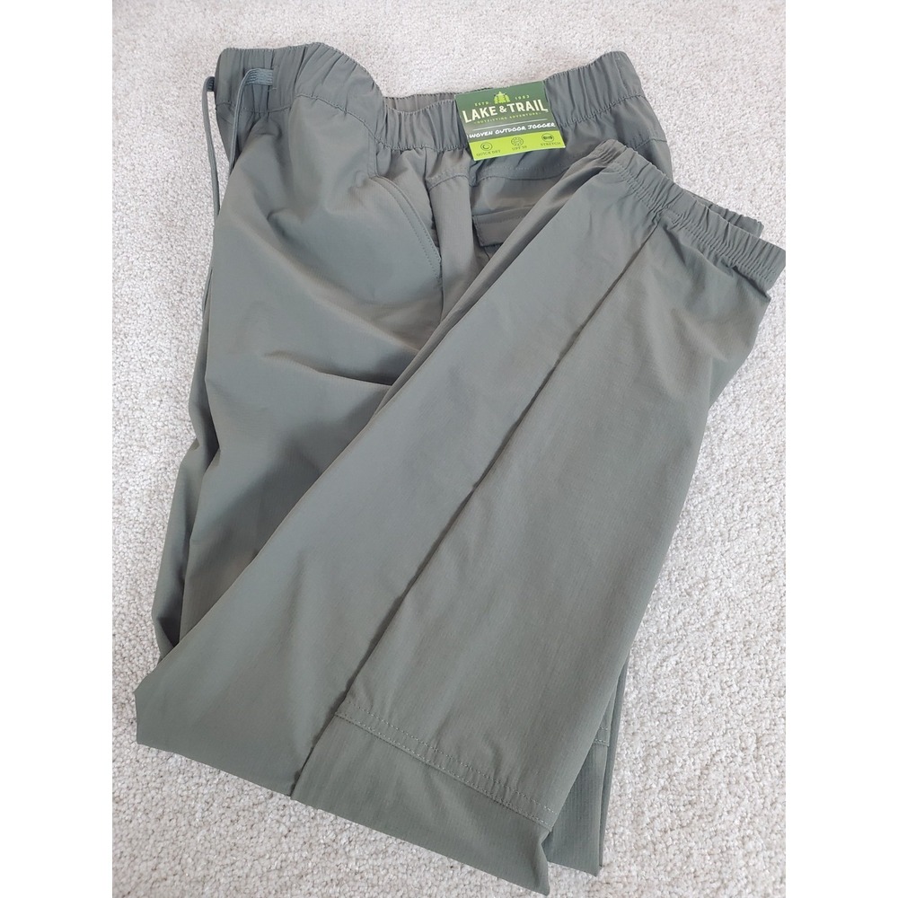 Lake & Trail Woven Jogger Pants Green Size Small Quick Dry Stretch NWTGS